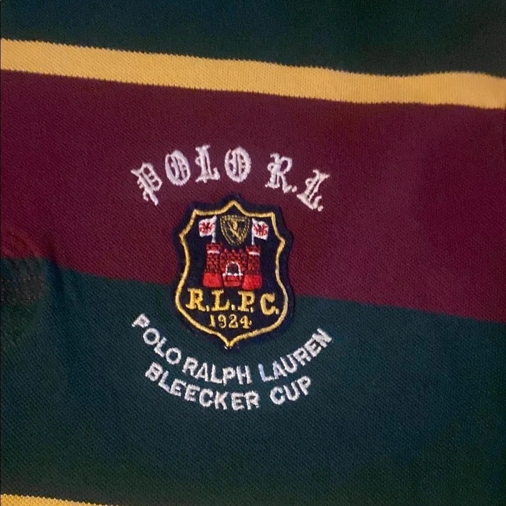 Polo by Ralph Lauren Men's‎ Striped Rugby Shirt - Burgundy, Green, Yellow